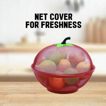 Apple Shape Fruit Basket With Net Cover (1FB1)