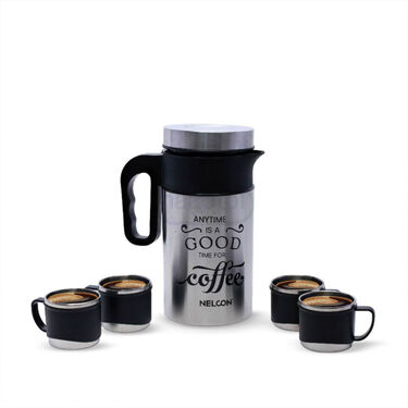 Steel Insulated Hot Flask (1200ml) + 4 Steel Cups (1IF4C2)