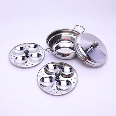 Stainless Steel Multipurpose Multi Kadai + Free 8 Cavity Idli Rack (1MK2)