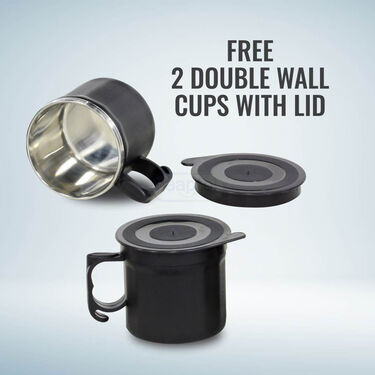 24 Hrs Hot & Cold Flask with Temperature Display + Free 2 Double Wall Cups (1TF2CF)