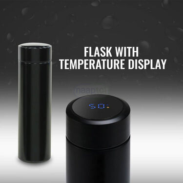 24 Hrs Hot & Cold Flask with Temperature Display + Free 2 Double Wall Cups (1TF2CF)