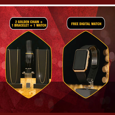 2 Golden Chain + Bracelet + Free Watch (2GCBW1)