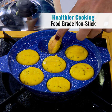 12 Cavity Nonstick Appam Patra & Lid + Free 7 Cavity Appam Patra & Lid (2AP3)