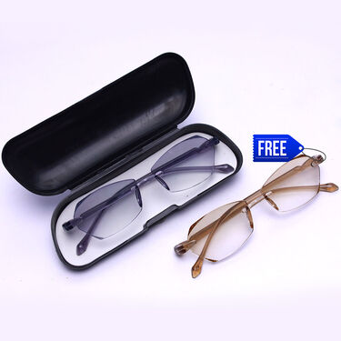 Rimless Colored Adaptive Power Reading Glasses B1 G1 (2CRG3)