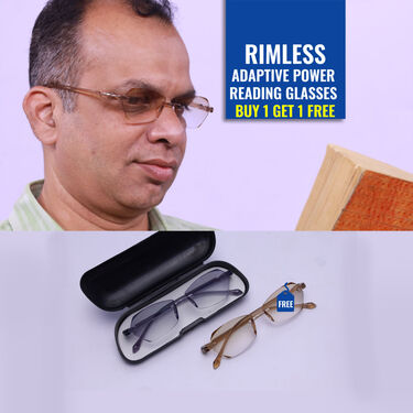 Rimless Colored Adaptive Power Reading Glasses B1 G1 (2CRG3)