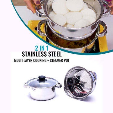 Stainless Steel Multi Cooking & Steaming Pot (2MCP2)