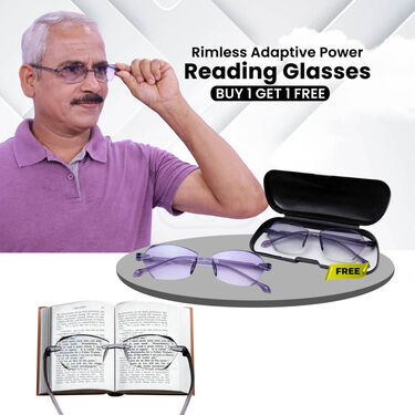 Rimless Adaptive Power Reading Glasses B1 G1 (2RG8)
