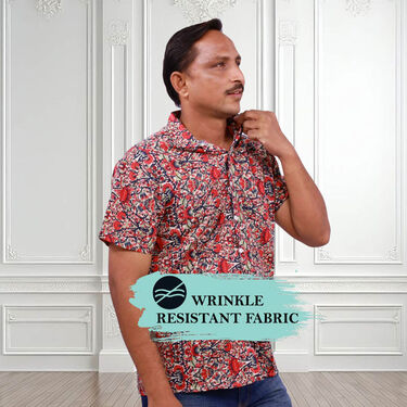 2 Half Sleeves Slim Fit Printed Shirts With Digital Watch Free (2PSW2)