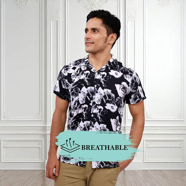 2 Half Sleeves Slim Fit Printed Shirts With Digital Watch Free (2PSW2)