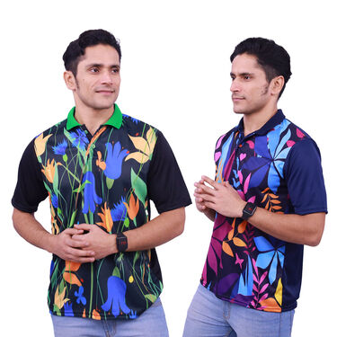 Pack of 2 Printed CollarT-shirts With Free Digital Watch (2PTW1)