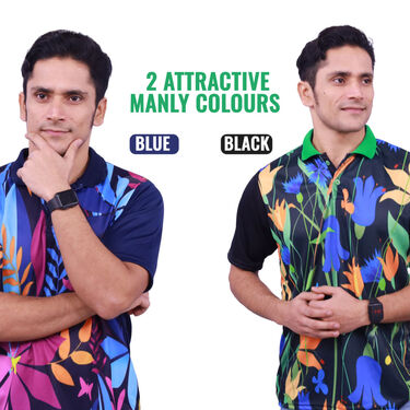 Pack of 2 Printed CollarT-shirts With Free Digital Watch (2PTW1)