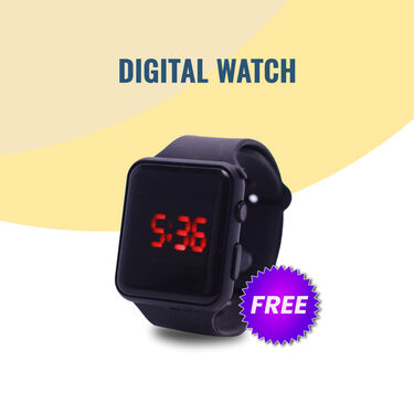 Pack of 2 Printed CollarT-shirts With Free Digital Watch (2PTW1)