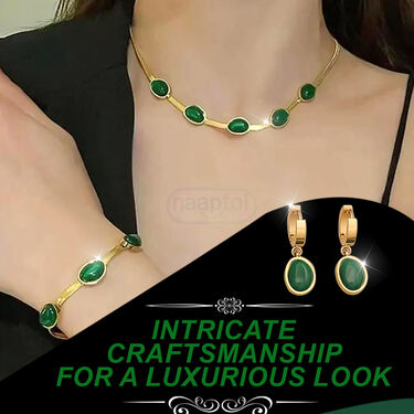 3 Pcs Emerald Green Coloured Jewellary Set (EGJS1)