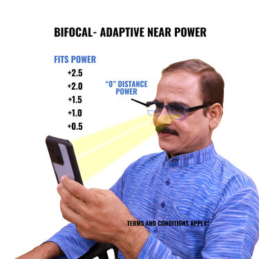 Bifocal Colored Adaptive Power Reading Glasses B1 G2 Free (3BCORG2)