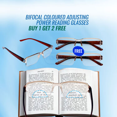 Bifocal Colored Adaptive Power Reading Glasses B1 G2 Free (3BCORG3)