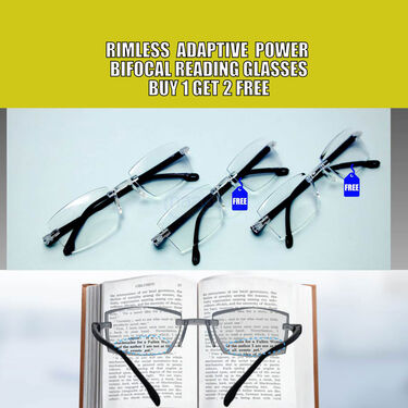 Rimless Adaptive Power Bifocal Reading Glasses B1G2 Free (3BORG4)