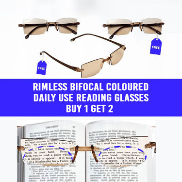 Rimless Bifocal Colored Daily Use Reading Glasses Buy 1 Get 2 (3BRG28)