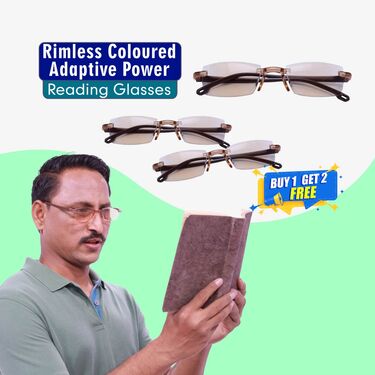 Rimless Colored Adaptive Power Reading Glasses B1 G2 Free (3CRG)