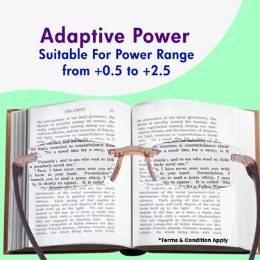 Rimless Colored Adaptive Power Reading Glasses B1 G2 Free (3CRG)