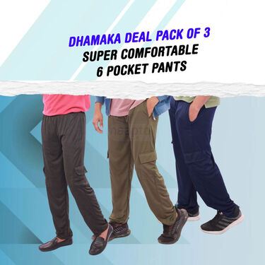 Dhamaka Deal - Pack of 3 Super Comfortable 6 Pocket Pants (3SPT10)