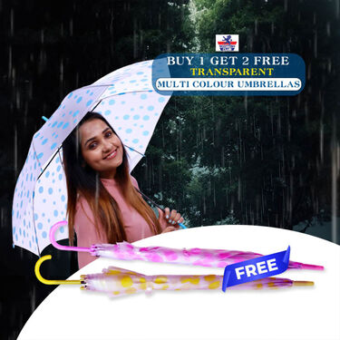Buy 1 Get 2 Transparent Multi Colour Umbrellas (3U2)