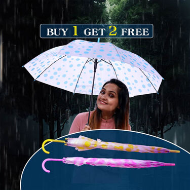 Buy 1 Get 2 Transparent Multi Colour Umbrellas (3U2)