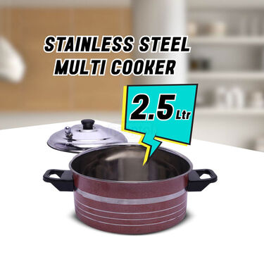 Stainless Steel Multi Cooker + 12 Cavity Idli Rack (1MC3)