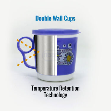 4 Pcs Double Wall Designer Cup With lid (4CL)