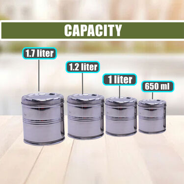 Set of 4 Stainless Steel Designer Airtight Storage Set (4SSS1)
