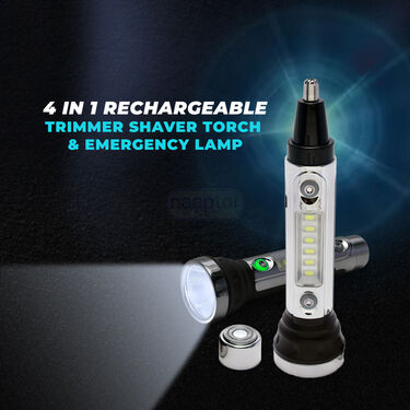 4 in 1 Rechargeable Trimmer, Shaver, Torch And Emergency Light (4TS)