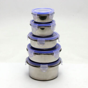 Pack Of 5 Leakproof & Airtight Steel Storage Containers (5ASC1)