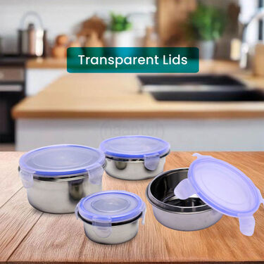 Pack Of 5 Leakproof & Airtight Steel Storage Containers (5ASC1)