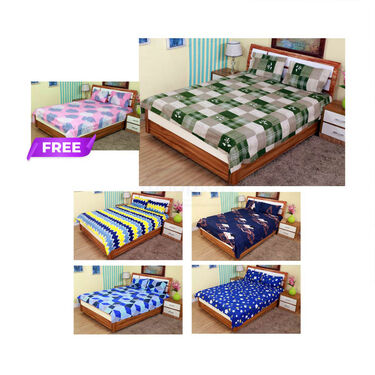 Pack Of 5 Double Bed Sheets Set + 1 Double Bed Sheet Set Free (5BS16+1)
