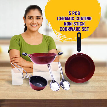 5 Pcs Ceramic Coating Nonstick Cookware Set (5CCNC1)