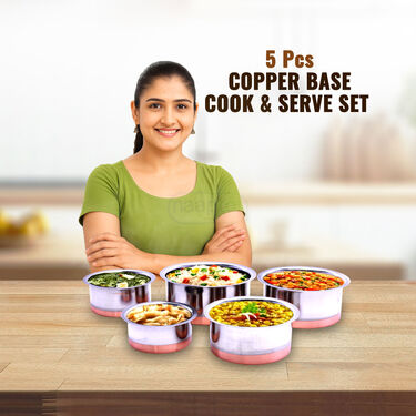 5 Pcs Copper Base Cook & Serve Set (5CCP1)