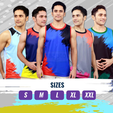 Pack of 5 Sleeveless Printed Vests For Men (5SL10)