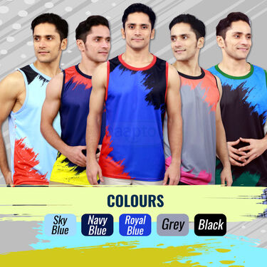 Pack of 5 Sleeveless Printed Vests For Men (5SL10)