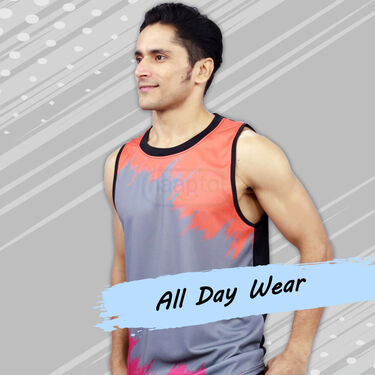 Pack of 5 Sleeveless Printed Vests For Men (5SL10)