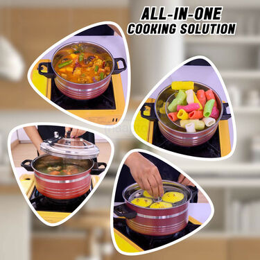 Stainless Steel Multi Cooker + 12 Cavity Idli Rack (1MC3)