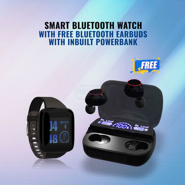 Smart Bluetooth Watch With Free Bluetooth Earbuds With Inbuilt Powerbank (BCSW30)