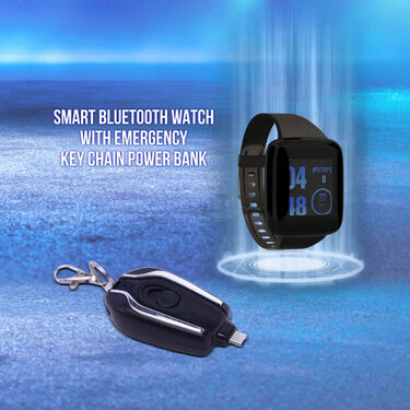 Smart Bluetooth Watch With Emergency Key Chain Power Bank (BCSW32)