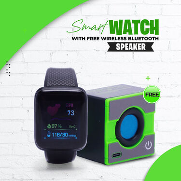 Smart Watch ID116 With Free Wireless Bluetooth Speaker (BCSW36)