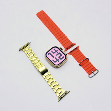 Golden Metal Smart Watch With 2 Straps (BCSW41)