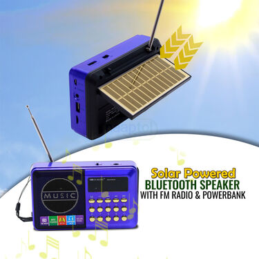 Solar Fm Radio Support Usb Tf Card And Headphone Out And Powerbank Function (BLS6)