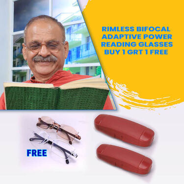 Rimless Bifocal Adaptive Power Reading Glasses B1G1 Free (BORG18)