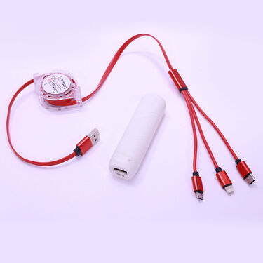 3 In 1 Retractable Cable With Pocket Powerbank (CDC6)