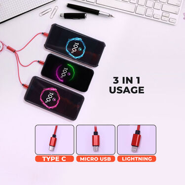 3 In 1 Retractable Cable With Pocket Powerbank (CDC6)