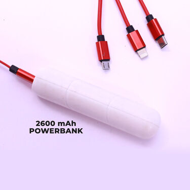 3 In 1 Retractable Cable With Pocket Powerbank (CDC6)