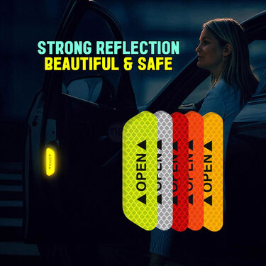 Car Door Open Warning Reflective Safety Sticker Pack Of 4