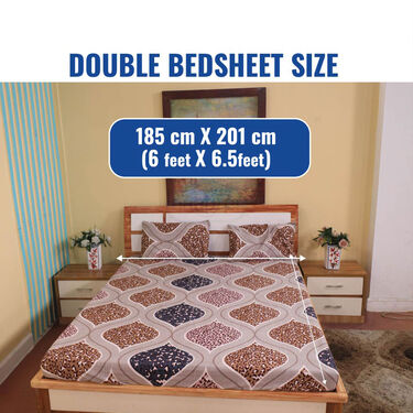 Fitted Double Bed Sheet With 2 Pillow Covers (DBS13)